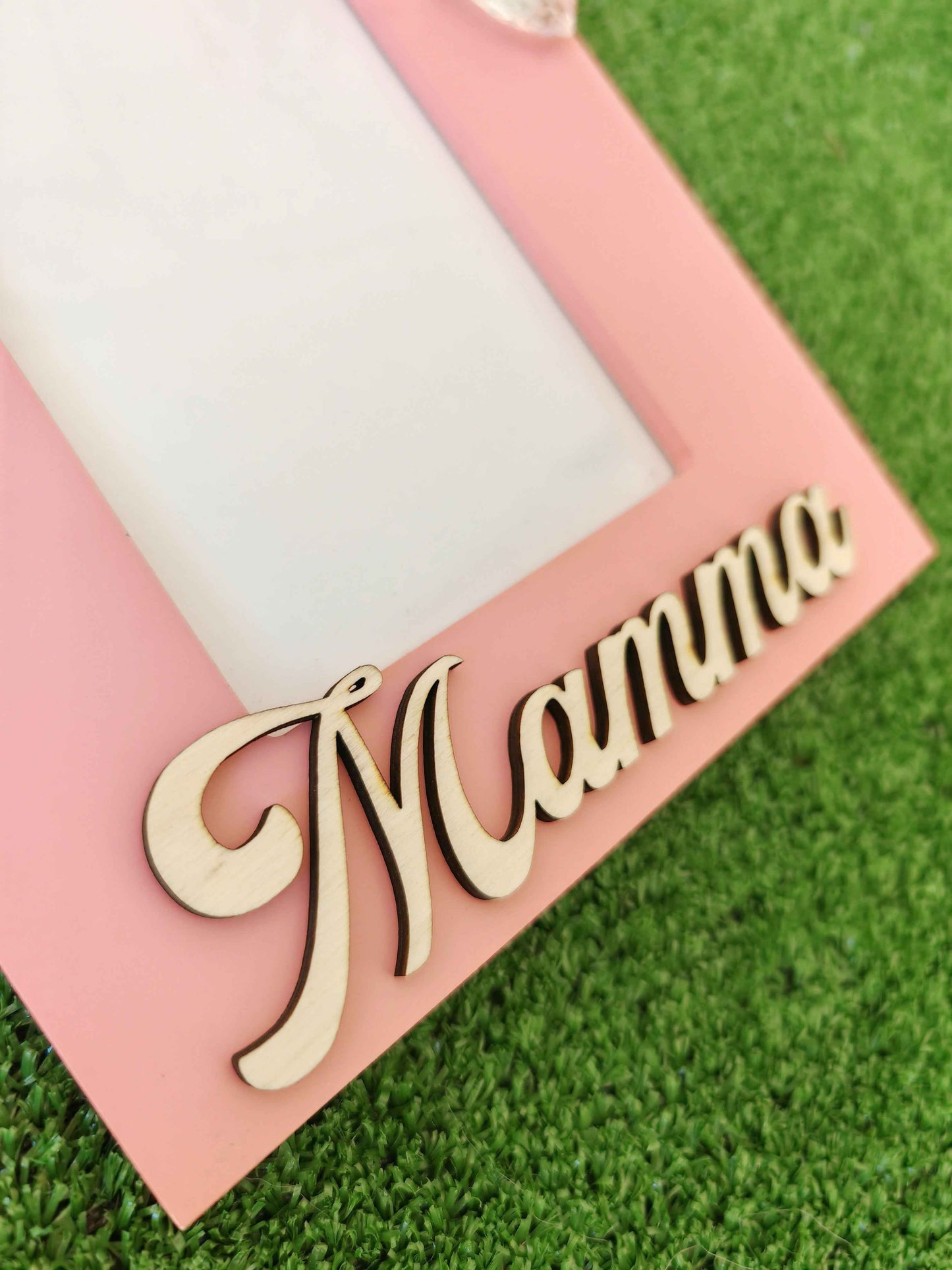 Cornice mamma in legno floral rosa