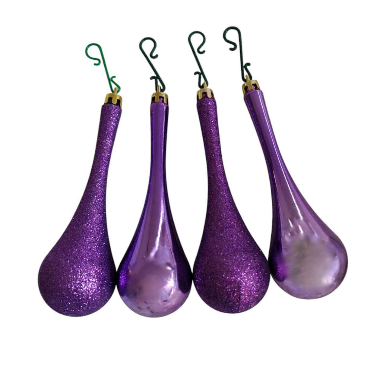 Addobbo albero goccia viola set 4 pezzi