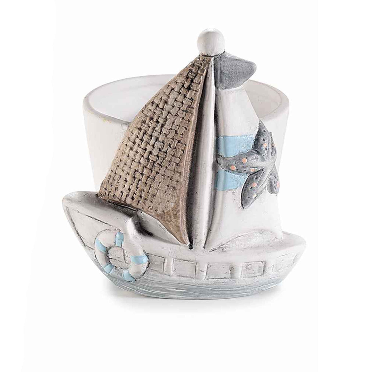 Vaso in ceramica barca a vela