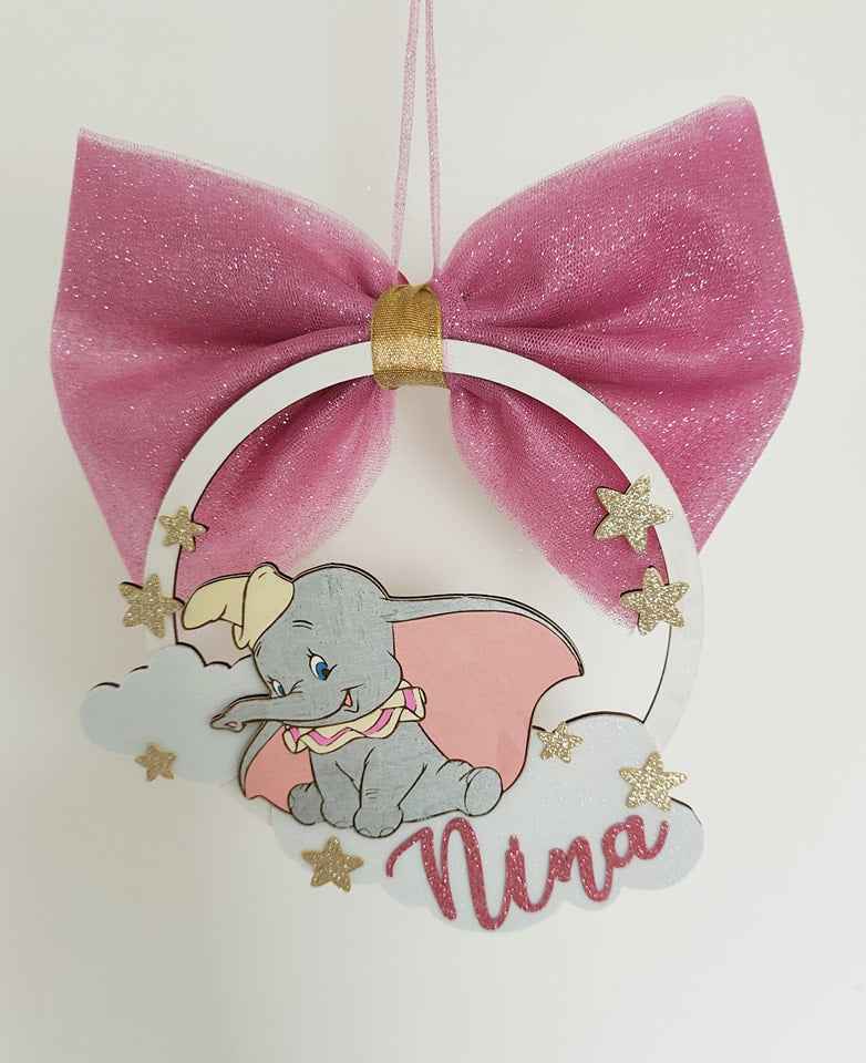 Fiocco nascita elfantino rosa