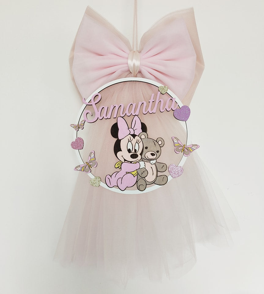 Fiocco nascita doppio tulle baby minnie - Best Moment Decor