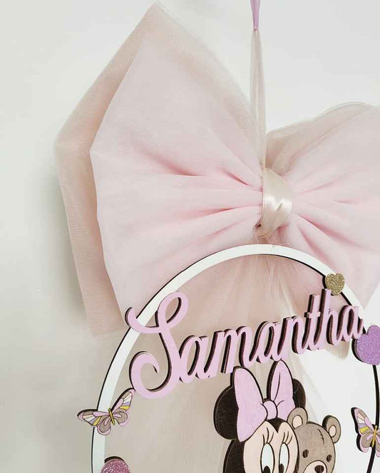 Fiocco nascita doppio tulle baby minnie