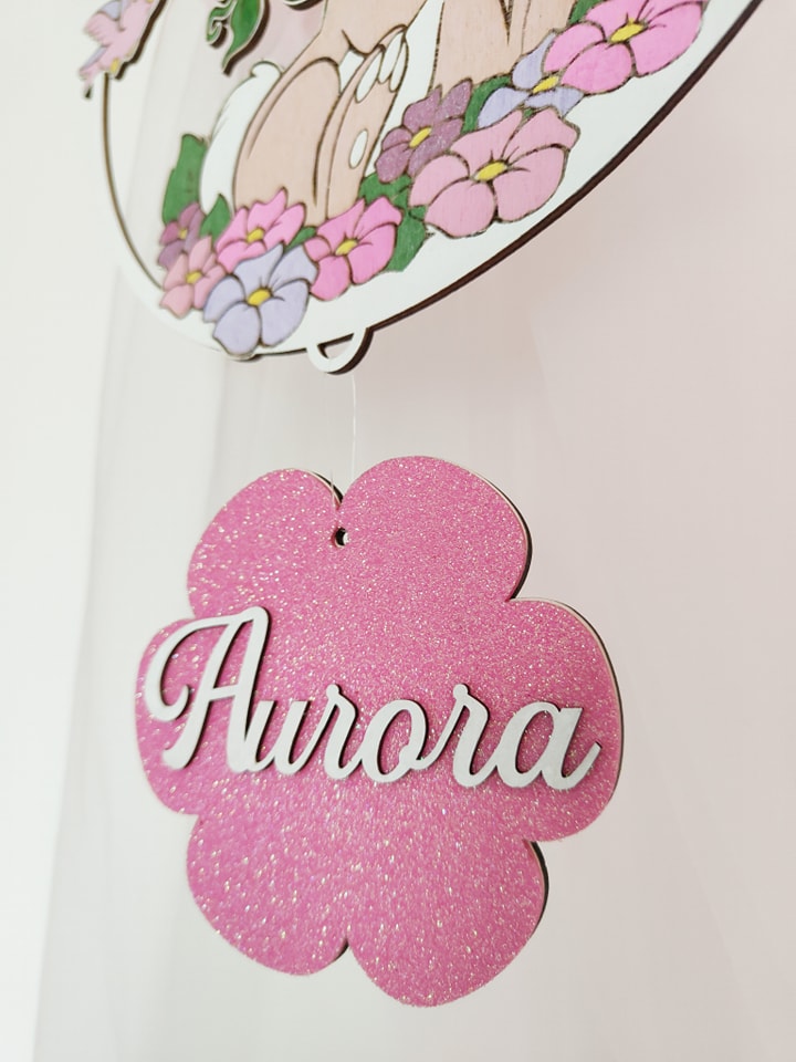 Fiocco nascita doppio tulle Benvenuta Coniglietta - Best Moment Decor
