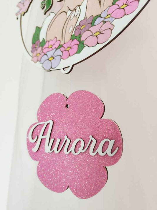 Fiocco nascita doppio tulle Benvenuta Coniglietta