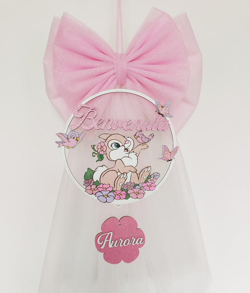 Fiocco nascita doppio tulle Benvenuta Coniglietta - Best Moment Decor