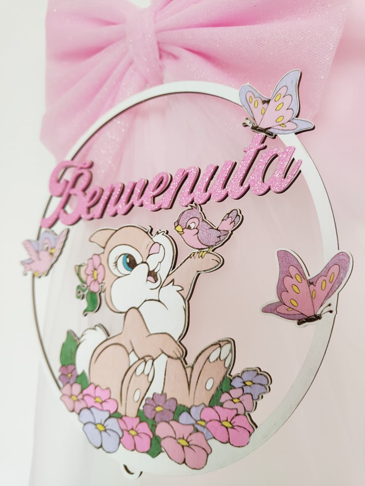 Fiocco nascita doppio tulle Benvenuta Coniglietta - Best Moment Decor