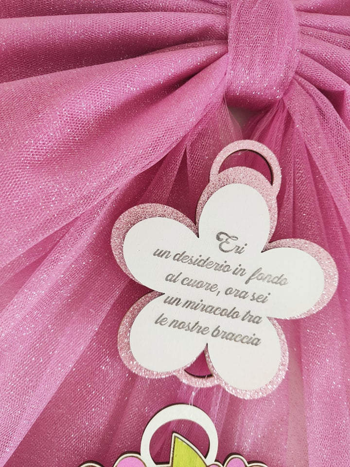 Fiocco nascita baby minnie fiori - Best Moment Decor