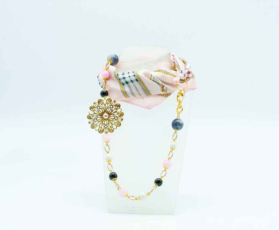 Foulard gioiello rosa e oro