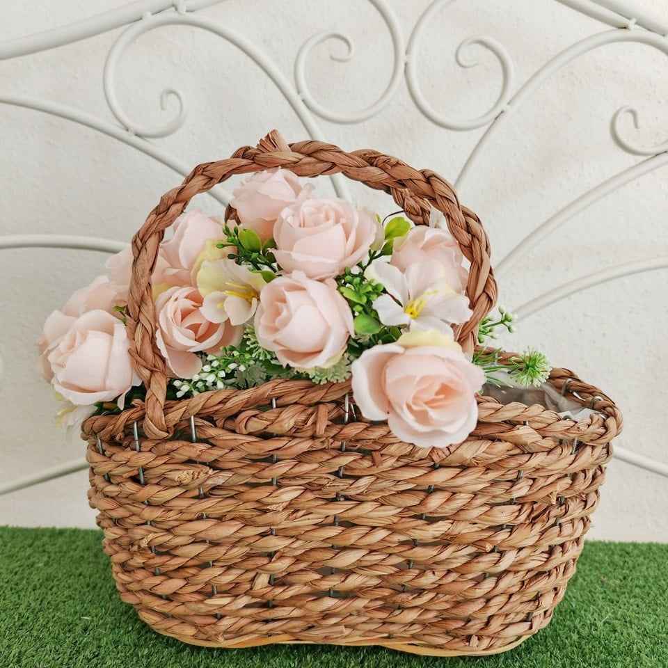 Cestino borsa in fibra naturale con manici