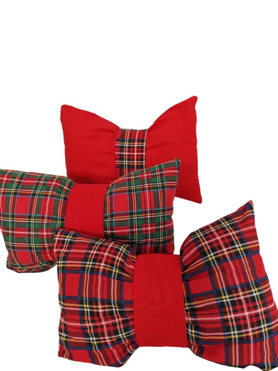 Cuscino fiocco tartan motivo blu