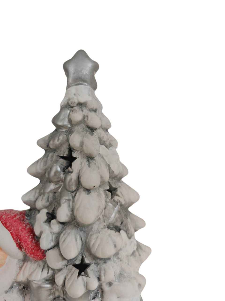 Babbo Natale in ceramica con lanterna e luci led