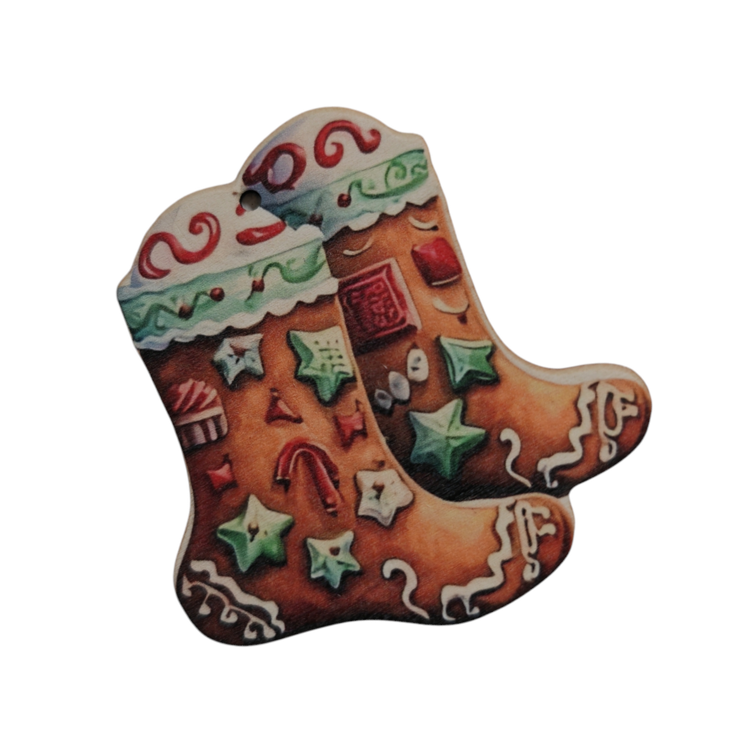 Addobbo in legno pan di zenzero set 4 pezzi