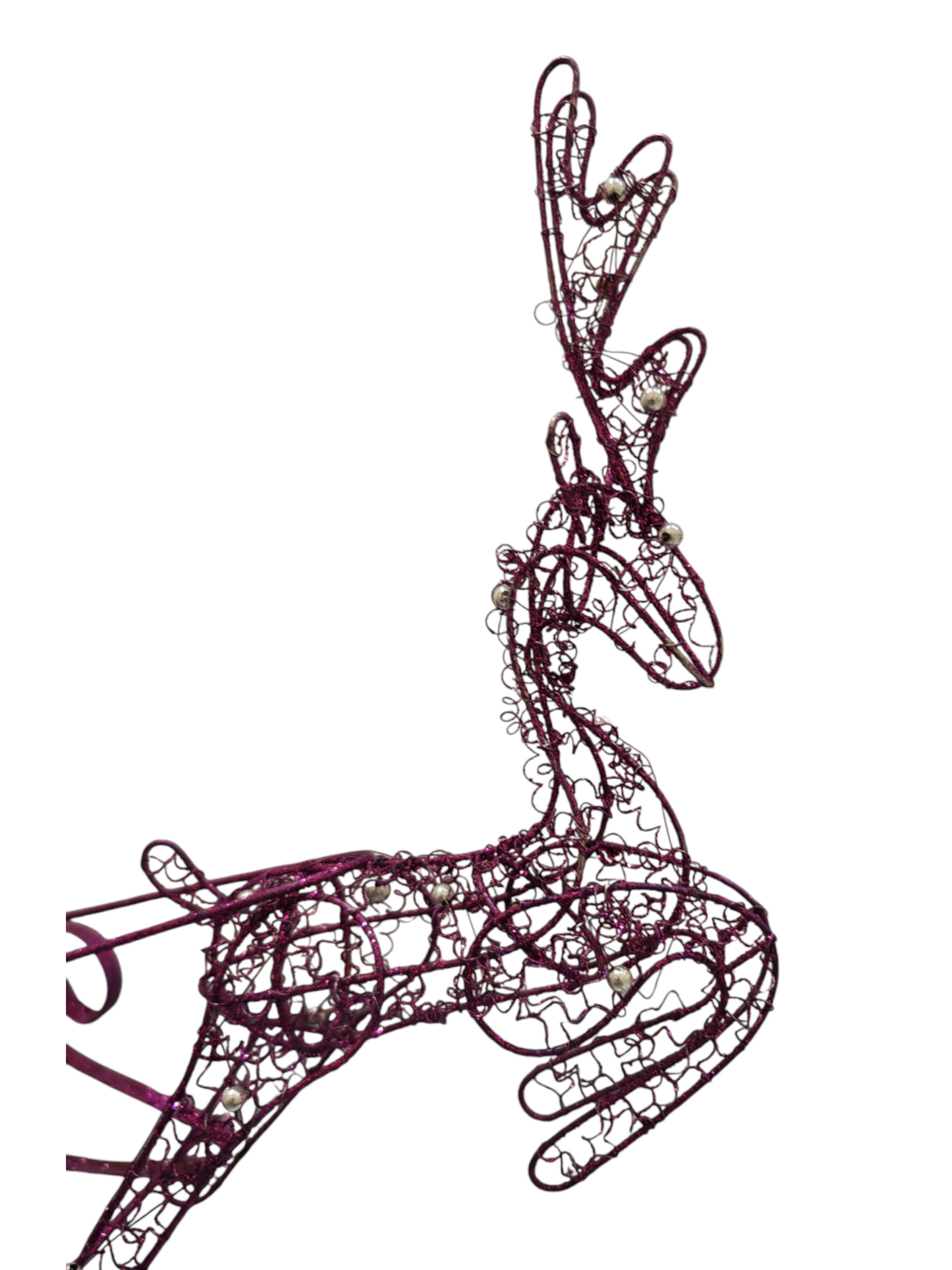 Slitta con renna viola glitter in metallo