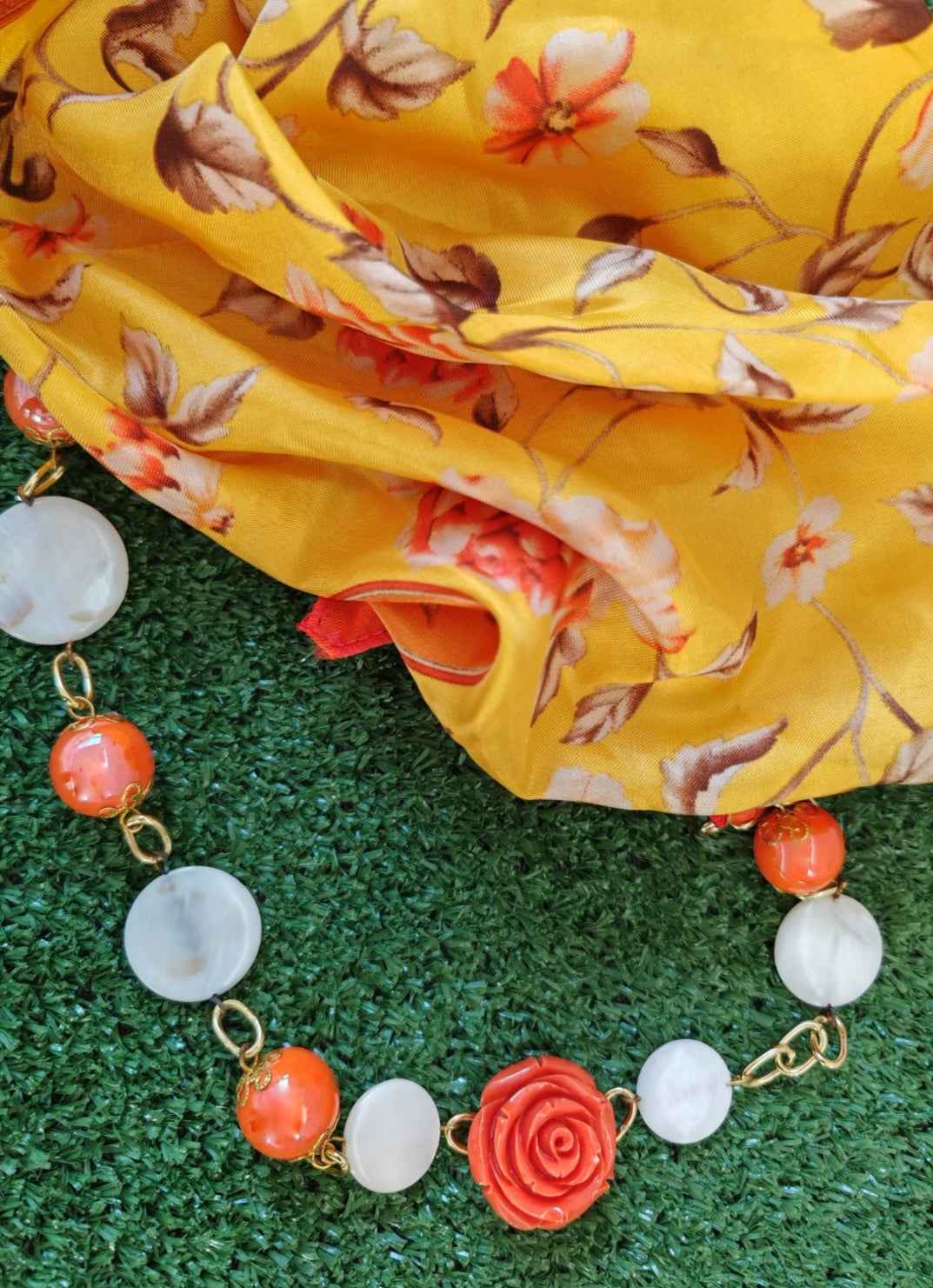 Foulard gioiello arancio floreale