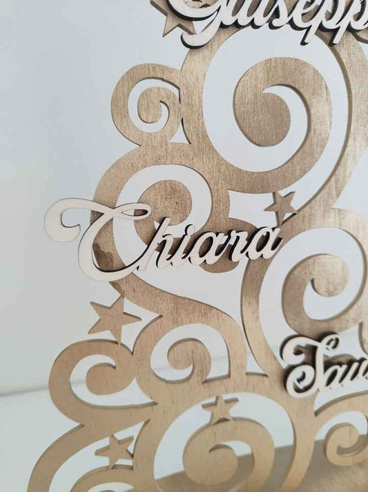 Albero in legno oro e legno naturale