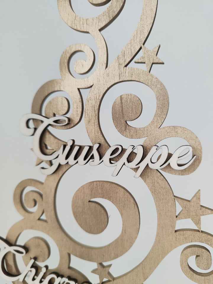 Albero in legno oro e legno naturale