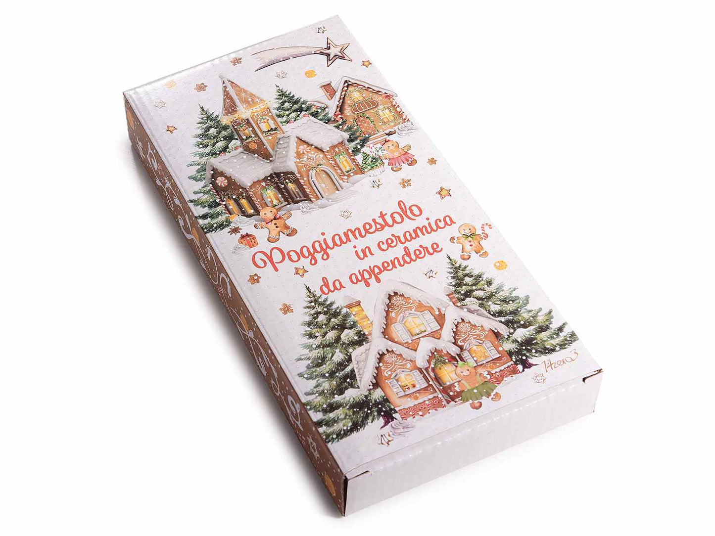 Poggiamestolo casette pan di zenzero con scatola