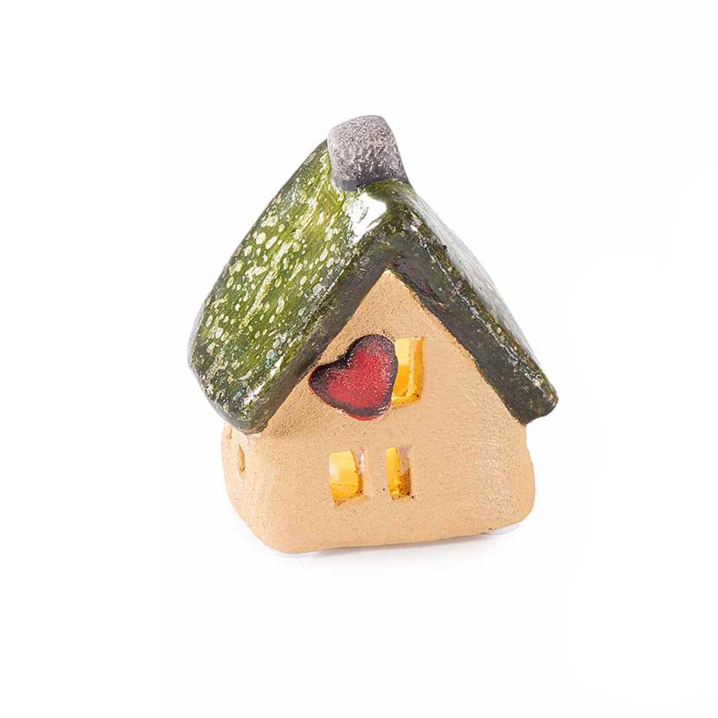 Casetta in terracotta piccola con luce led verde