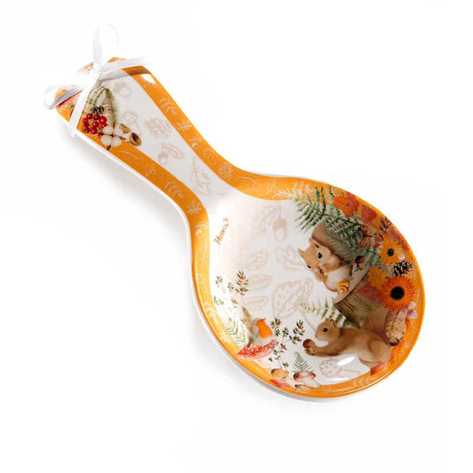Poggiamestolo in ceramica scoiattolo con scatola