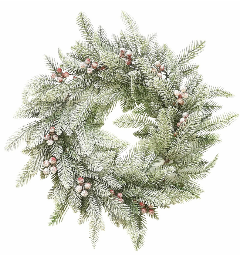 Ghirlanda innevata con bacche rosse