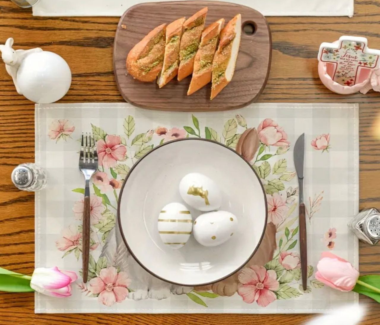 Tovaglietta Pasqua Coniglietti grigio - Best Moment Decor
