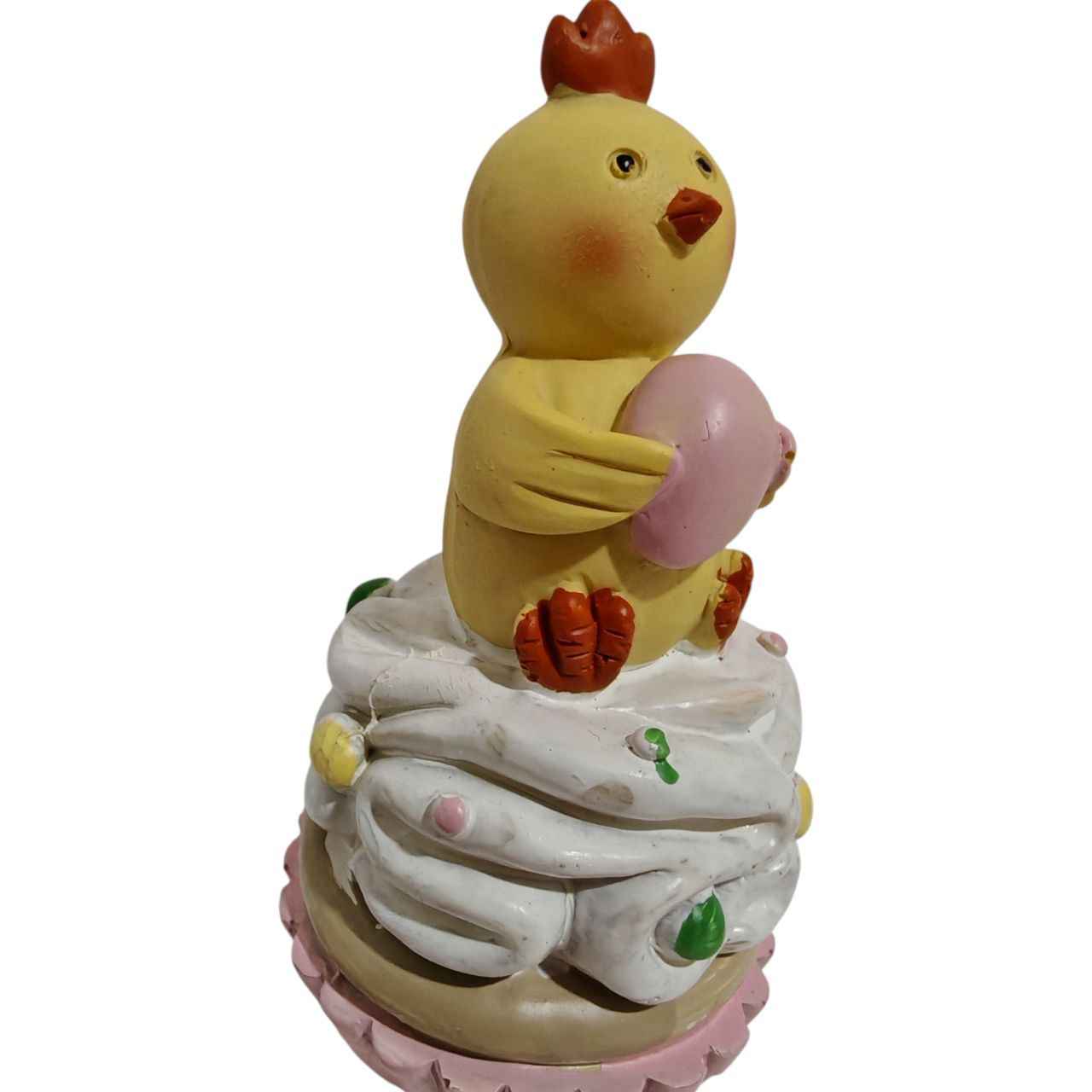 Pulcino con uovo in resina