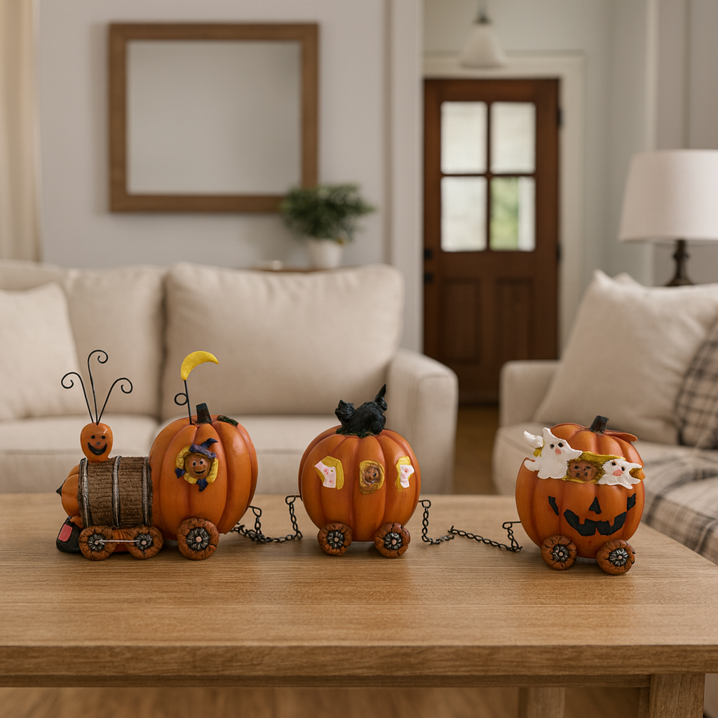 Decorazione con zucche d'appoggio