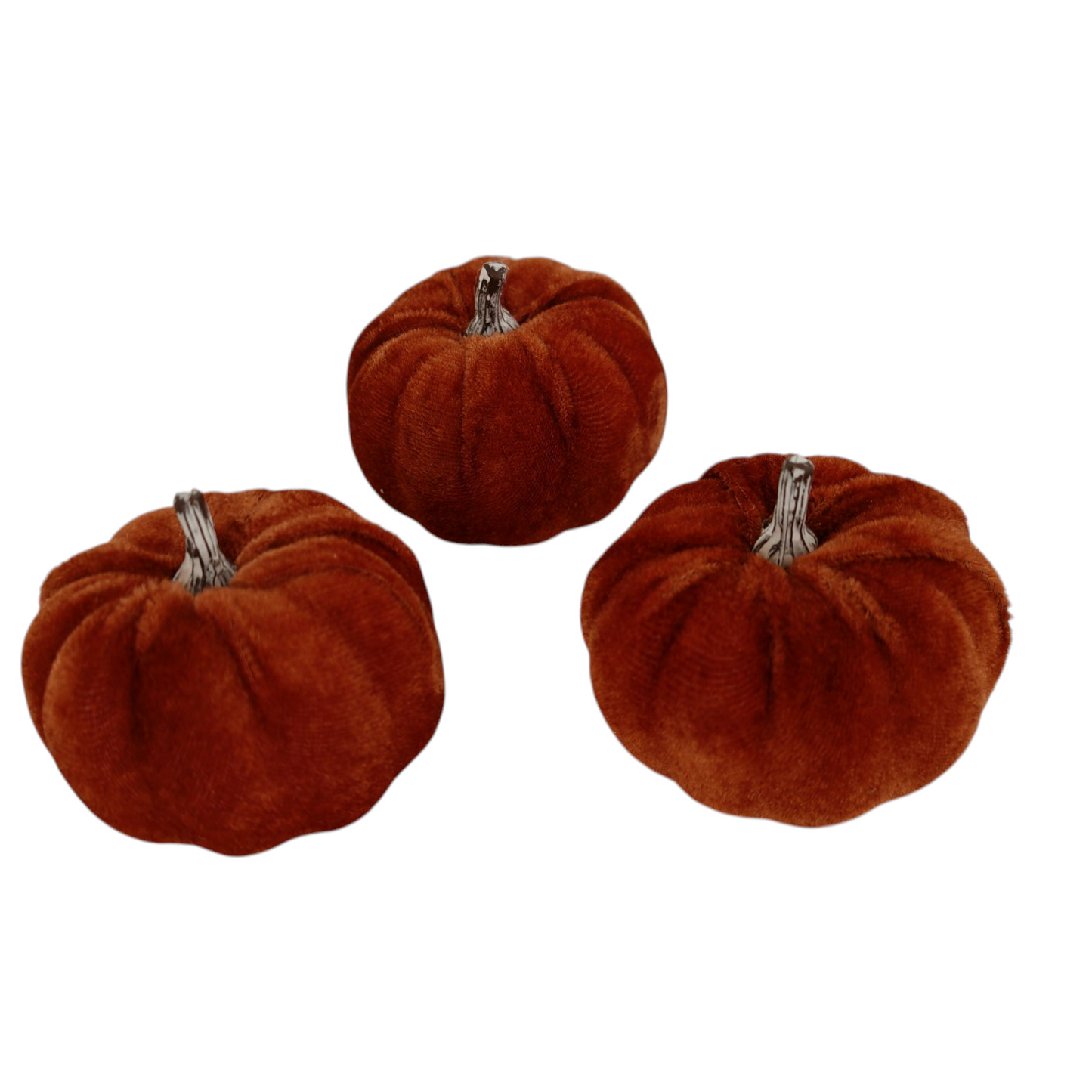 Zucche in velluto marrone set 3 pezzi