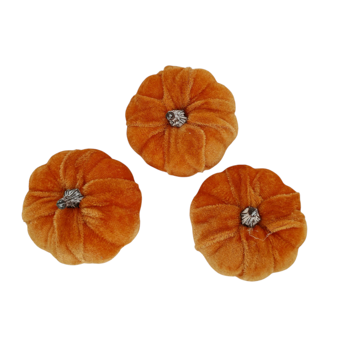 Zucche in velluto arancio set 3 pezzi