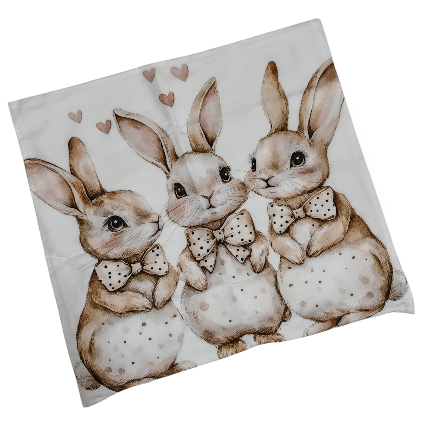 Fodera cuscino coniglietti e cuori