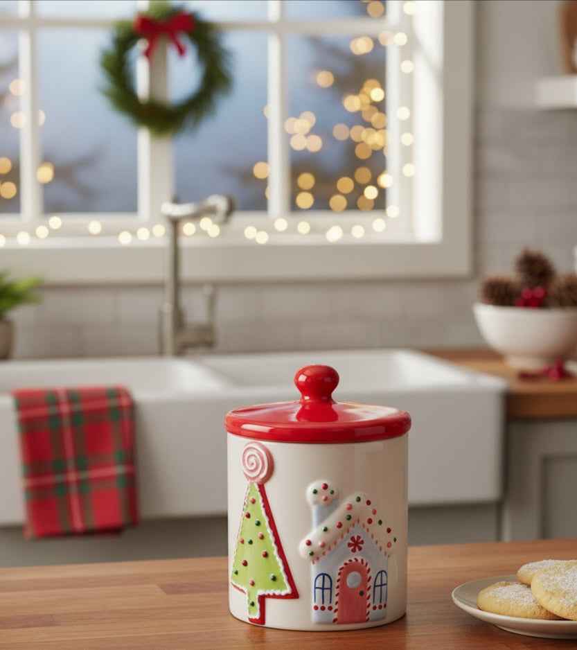 Barattolo in ceramica Christmas tree white