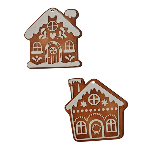 Addobbo albero pan di zenzero in legno set 2 pezzi