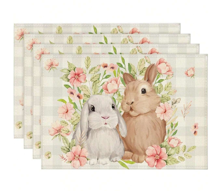 Tovaglietta Pasqua Coniglietti grigio - Best Moment Decor