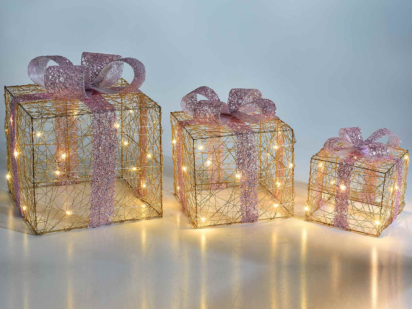 Pacchi luminosi rosa e oro 3 pezzi
