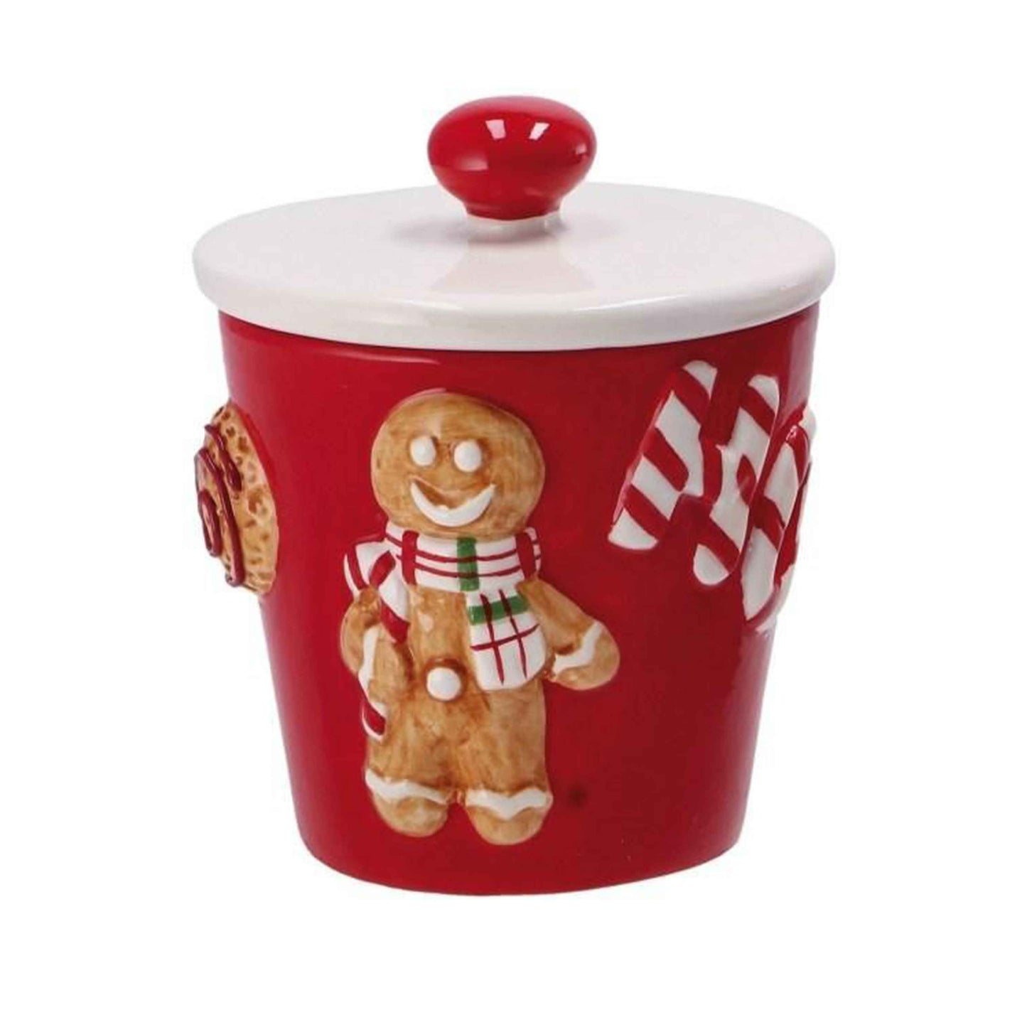 Barattolo in ceramica Omino pan di zenzero rosso
