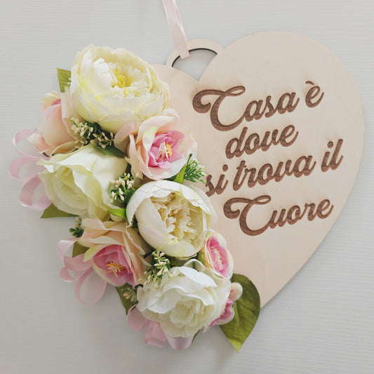 Fuoriporta bianco e rosa in legno inciso - Best Moment Decor