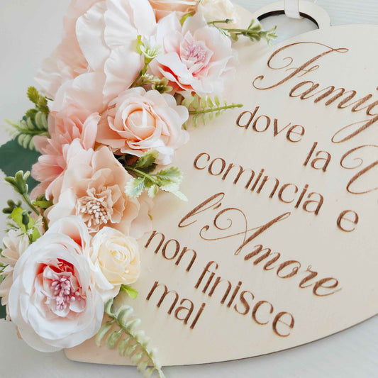 Fuoriporta pesca e panna in legno inciso