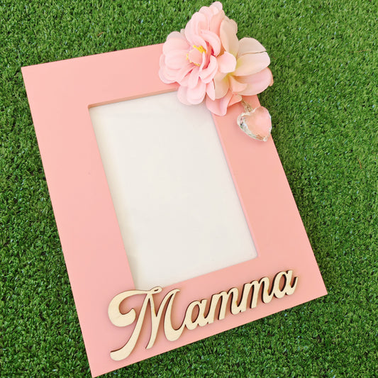 Cornice mamma in legno floral rosa