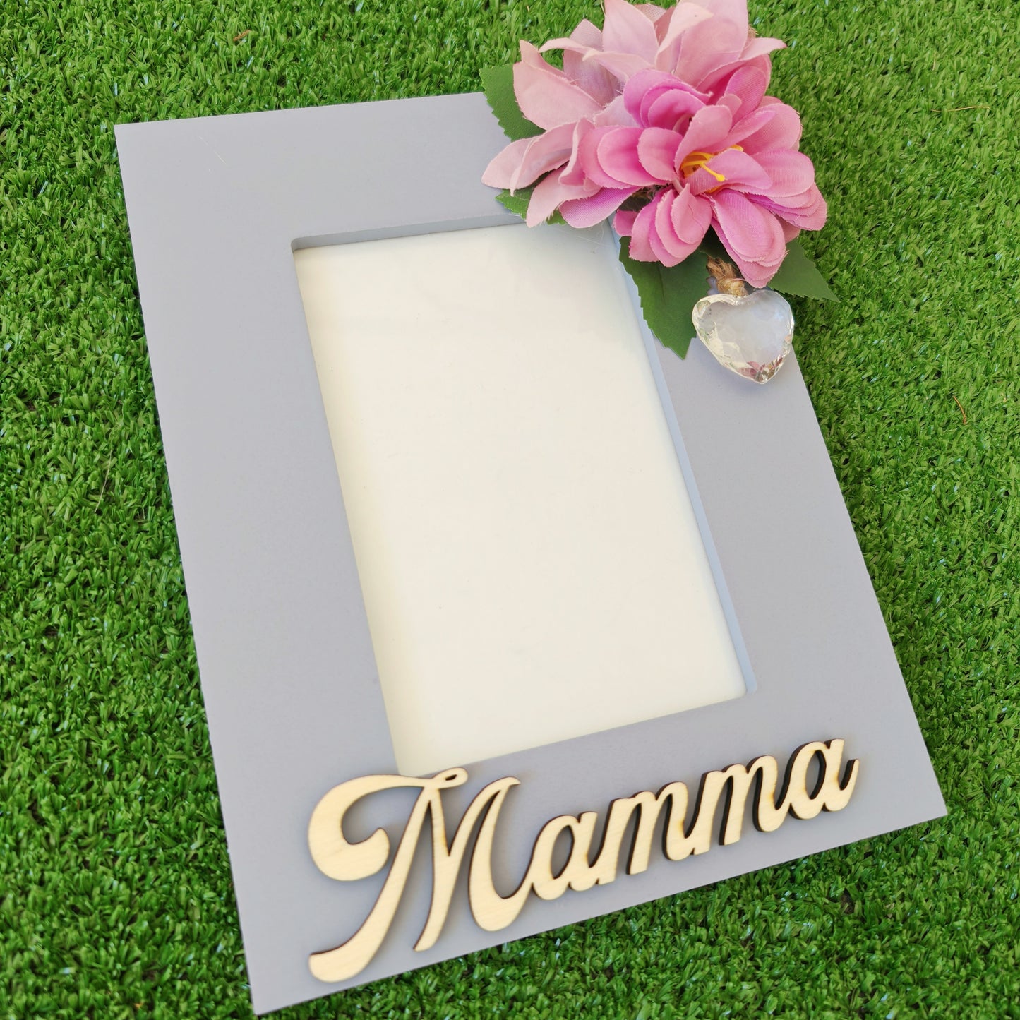 Cornice mamma in legno floral lilla