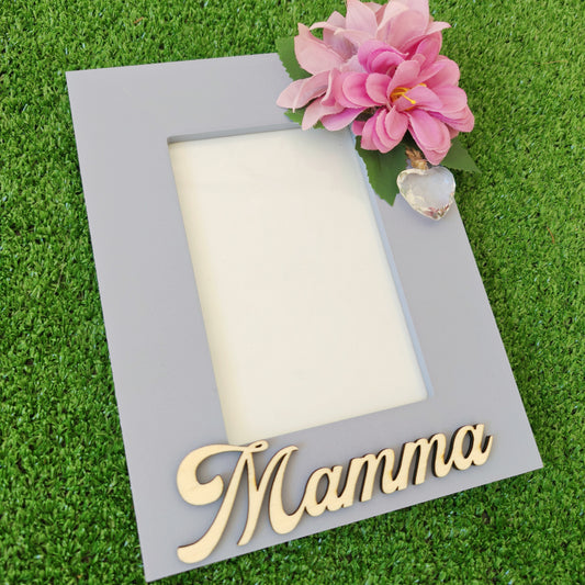 Cornice mamma in legno floral lilla