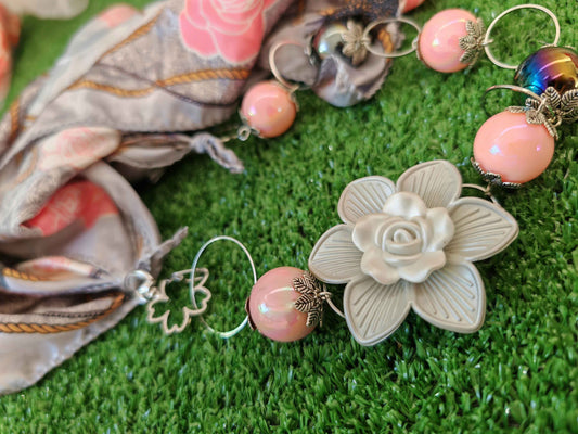 Foulard gioiello grigio e rosa