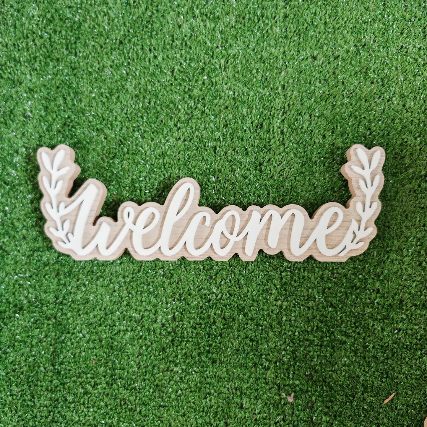 Scritta in legno Welcome