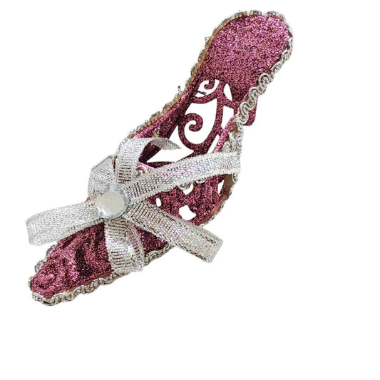 Addobbo albero scarpa rosa e argento set 4 pezzi