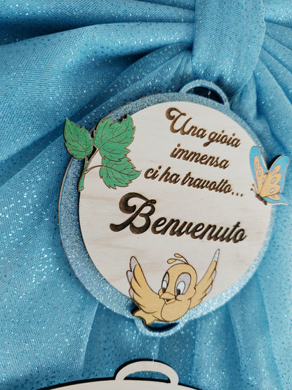 Fiocco nascita leoncino azzurro