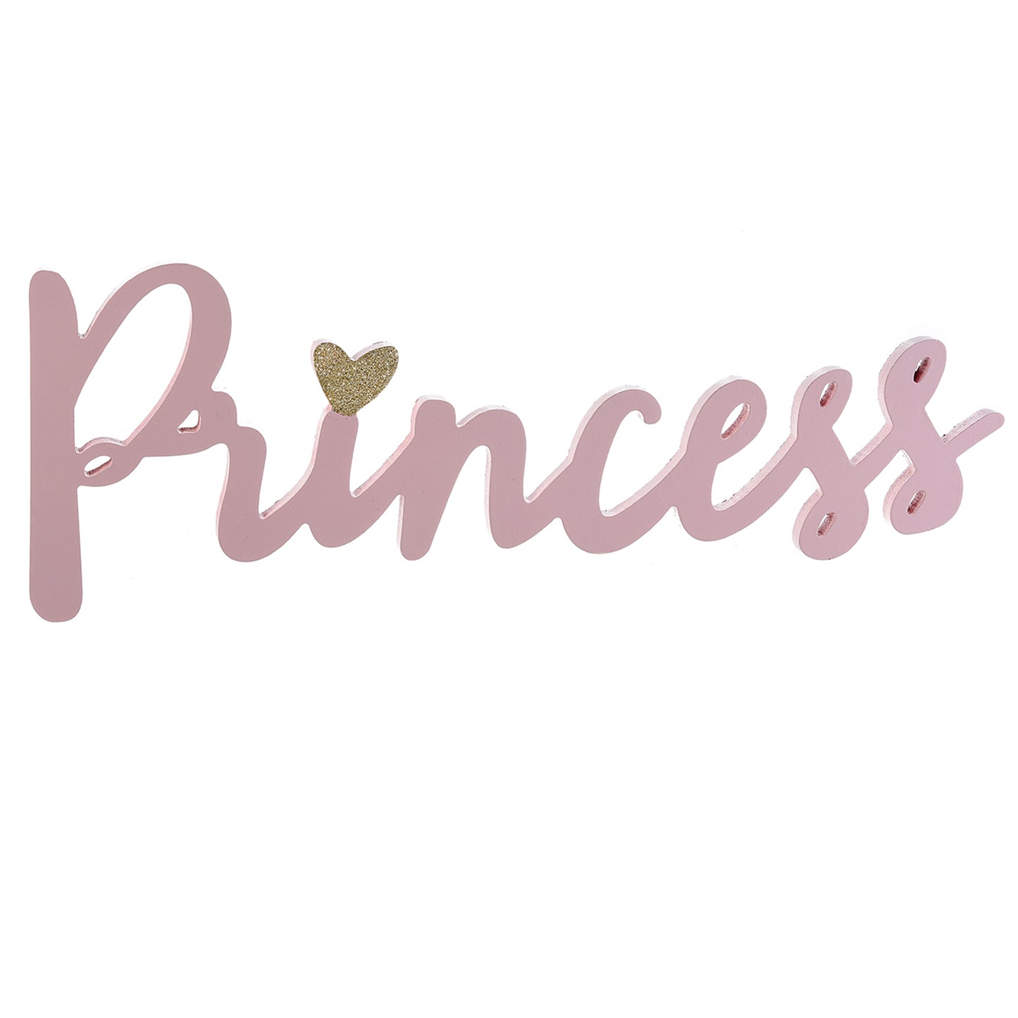 Scritta Princess da parete in legno rosa