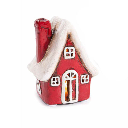 Casetta in terracotta con luce led rossa