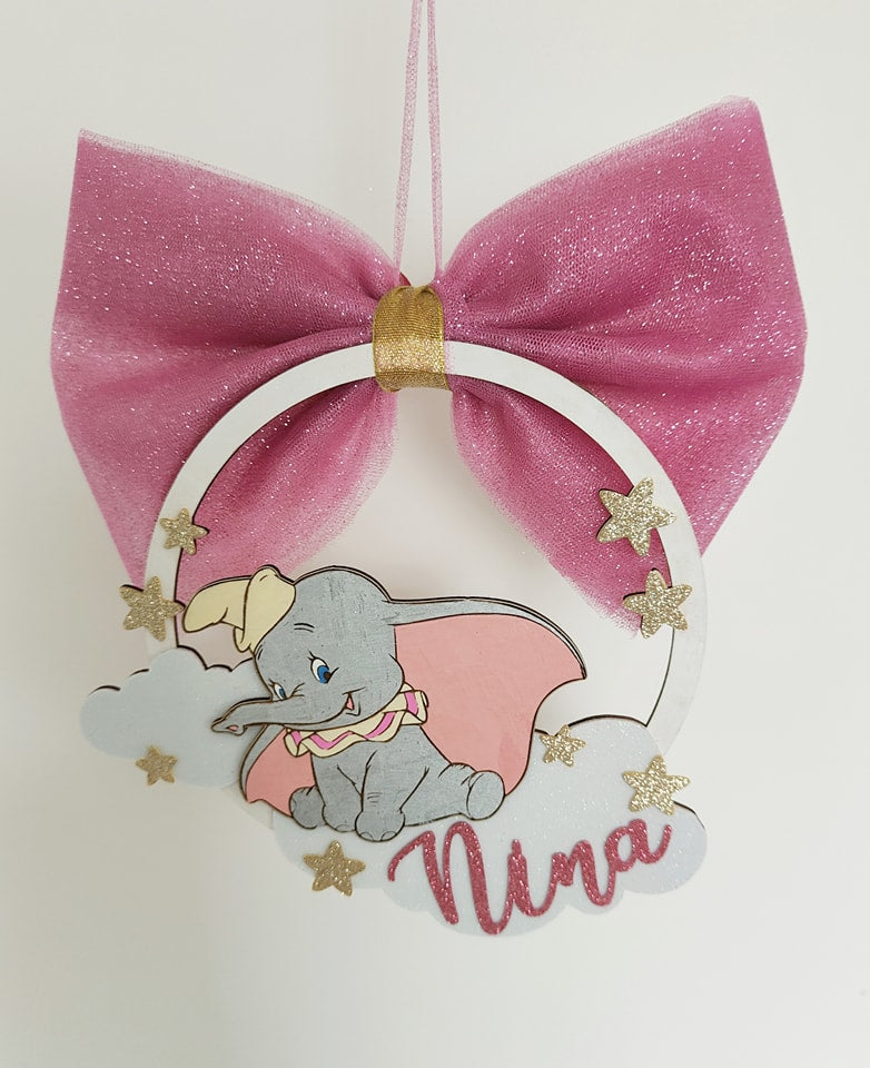 Fiocco nascita dumbo rosa - Best Moment Decor