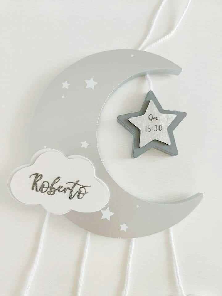 Fiocco nascita Luna & Stelle rosa