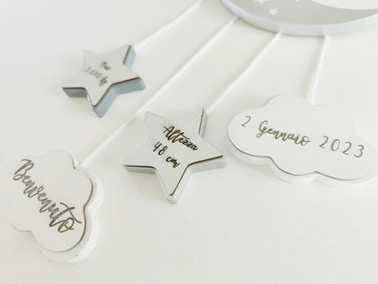 Fiocco nascita Luna & Stelle argento - Best Moment Decor