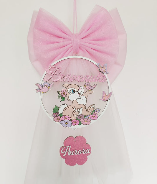 Fiocco nascita doppio tulle Benvenuta Coniglietta - Best Moment Decor